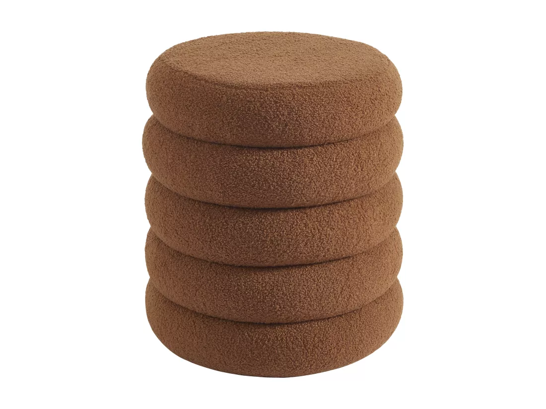 Pouf en tissu bouclette terracotta ECAMBI