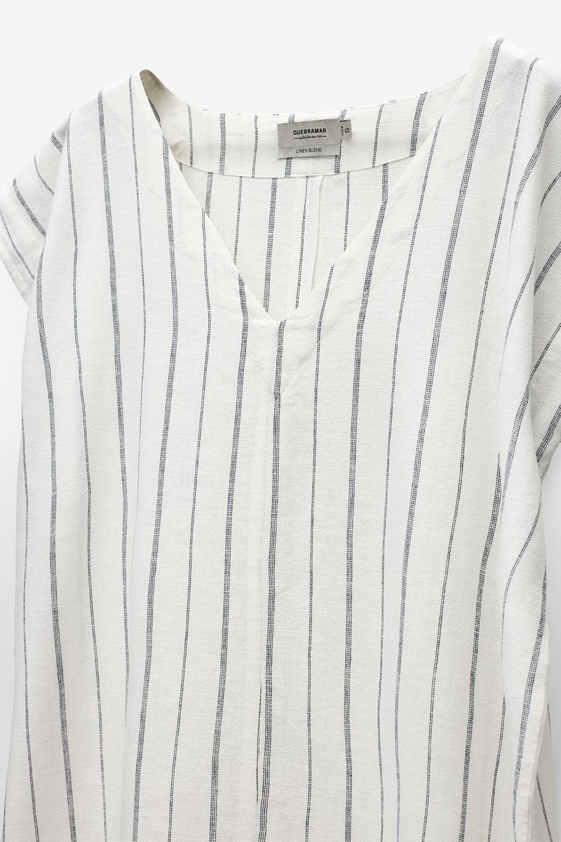 TÚNICA LOOSE FIT DE LINHO ÀS RISCAS