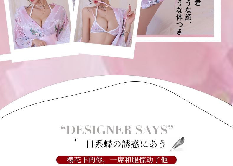 LONGNIGHT - Lingerie-kostuumset met bloemenkimono