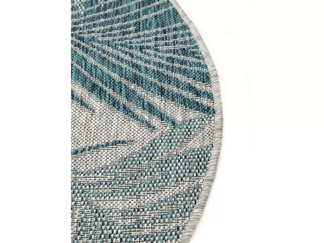 Tapis d'extérieur & intérieur rond Cleo Bleu ø 120 cm rond