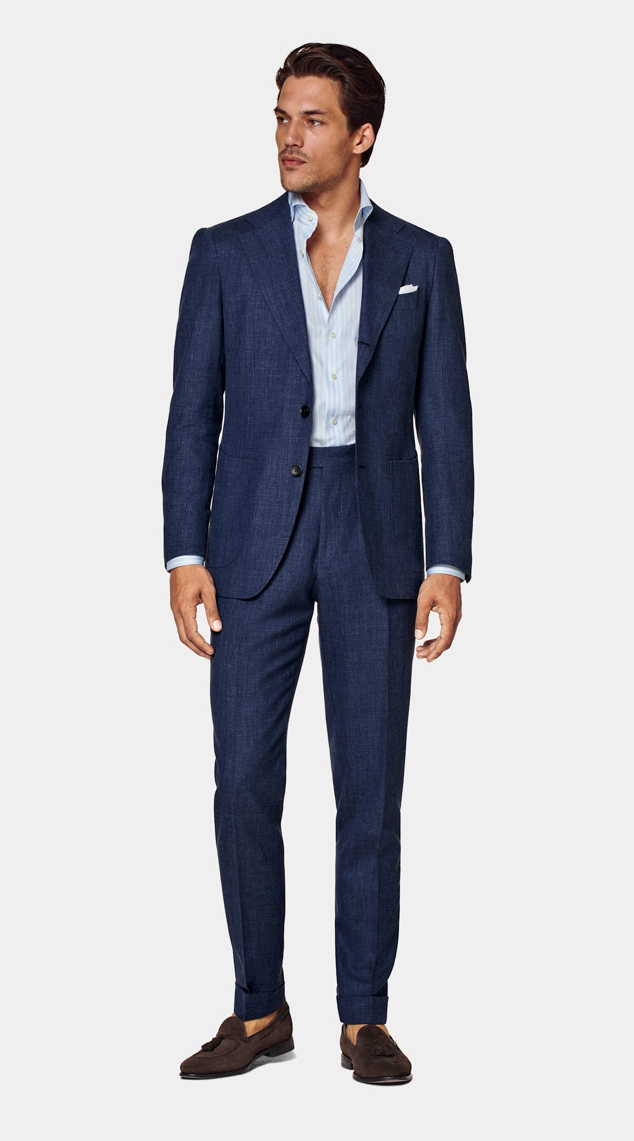 Costume Havana coupe Tailored bleu moyen