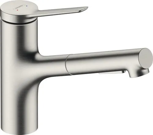 HG Zesis M33 køkkenarmatur - etgrebsbatteri 219mm tud t/kv/udtr.br Steel-optik
