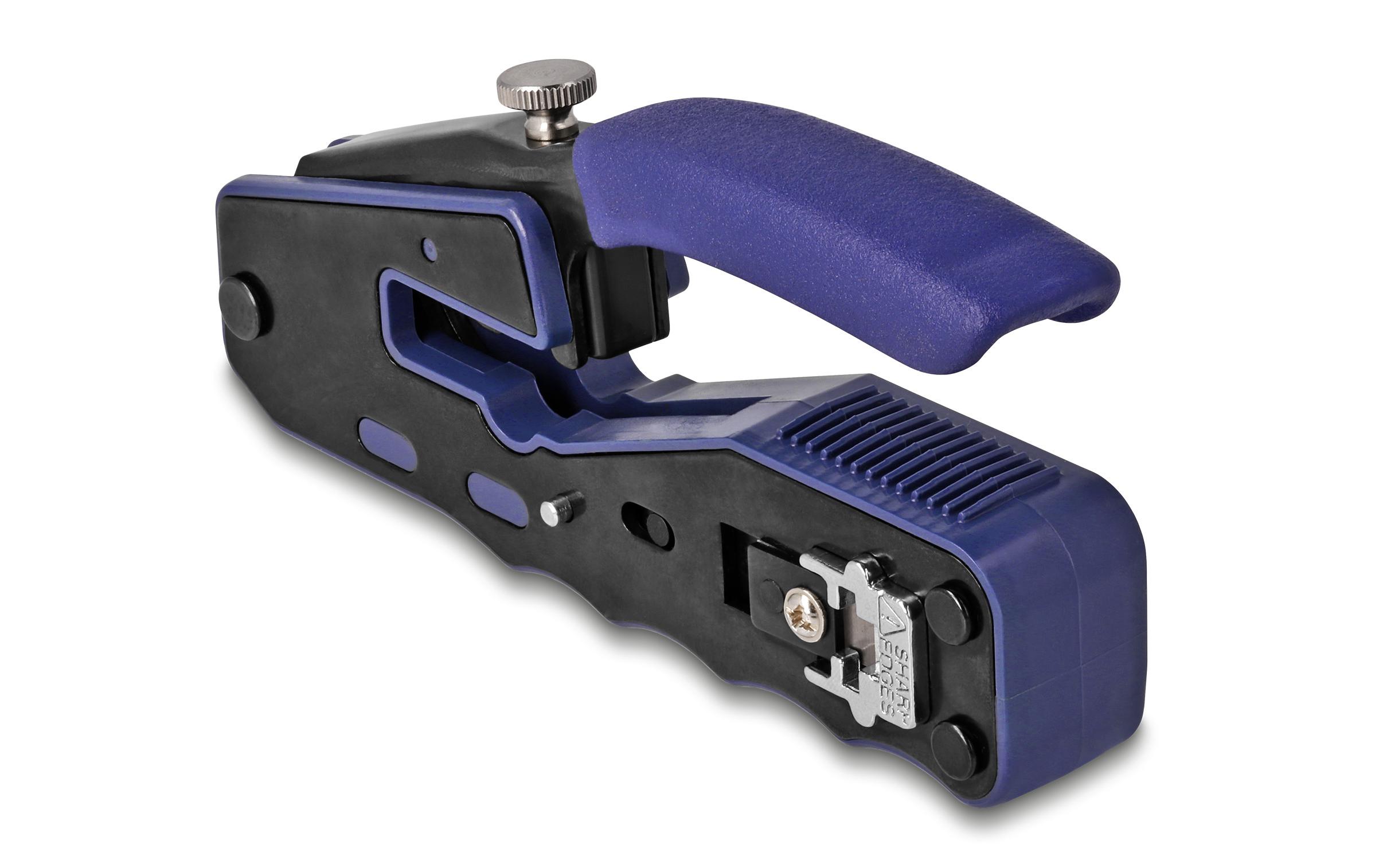 Crimpzange für 8P/ RJ45 ModularsteckerDelock Crimpzange für 8P/ RJ45 Modularstecker mit Klinge und Abisolierer (Easy-Connect)