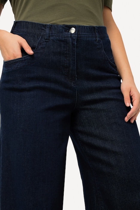 Jeans-Culotte, wadenlang, weites Bein, Marlenehose