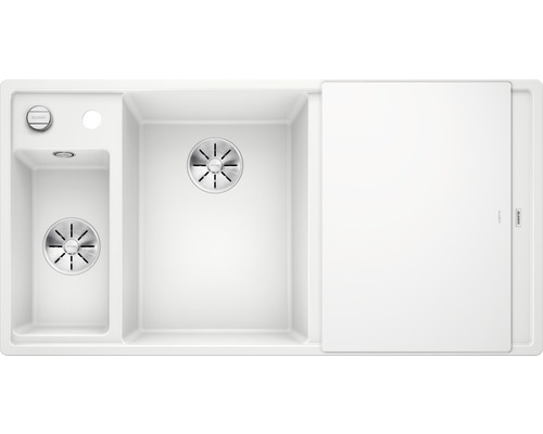 Blanco AXIA III 6 S spoelbak, 1000 x 510 mm, wit, zonder multifunctionele kom, 524657, 1 kom, met afdruiprek, kom links