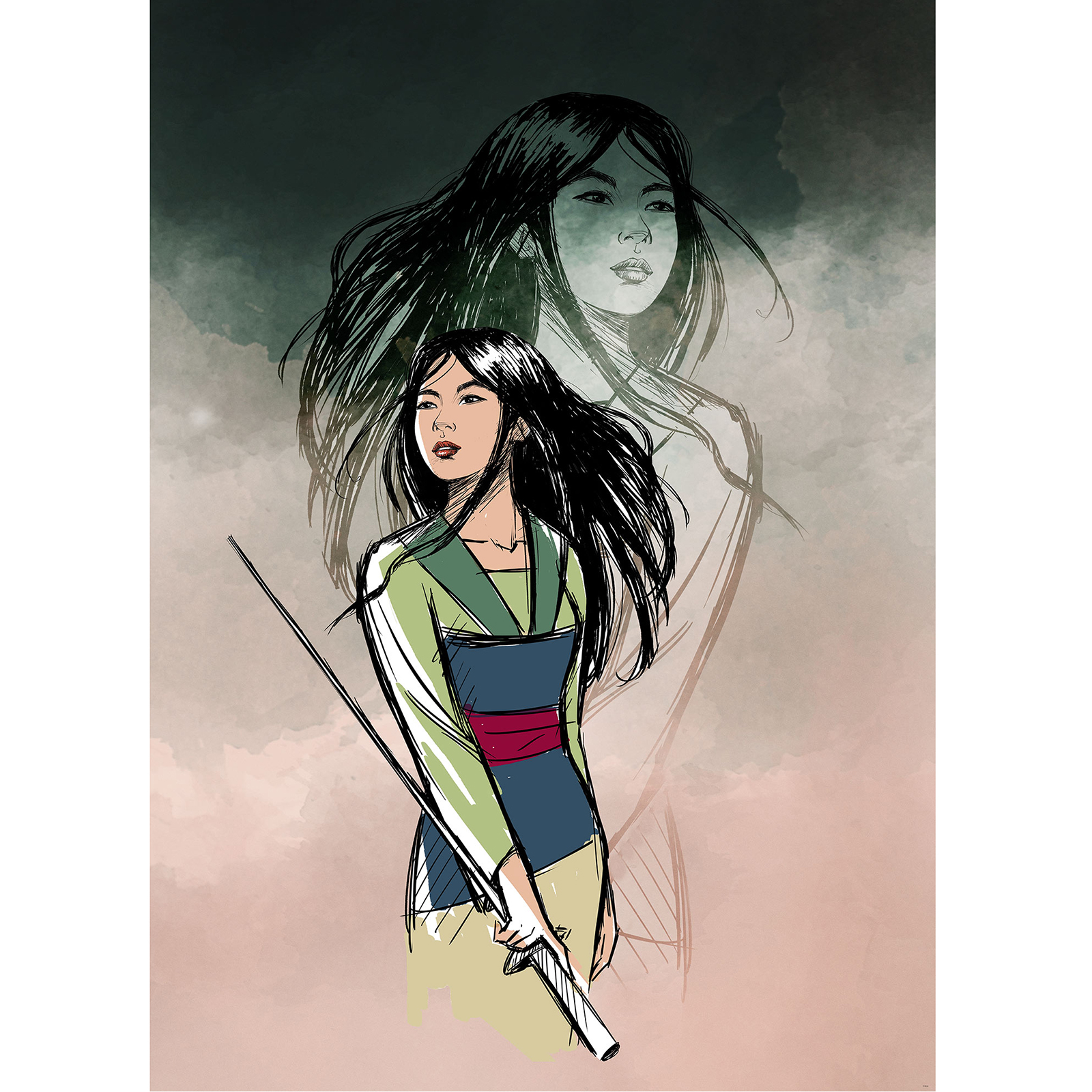 Vlies-Fototapete BRAVE MULAN - bunt - 200x280 cm
