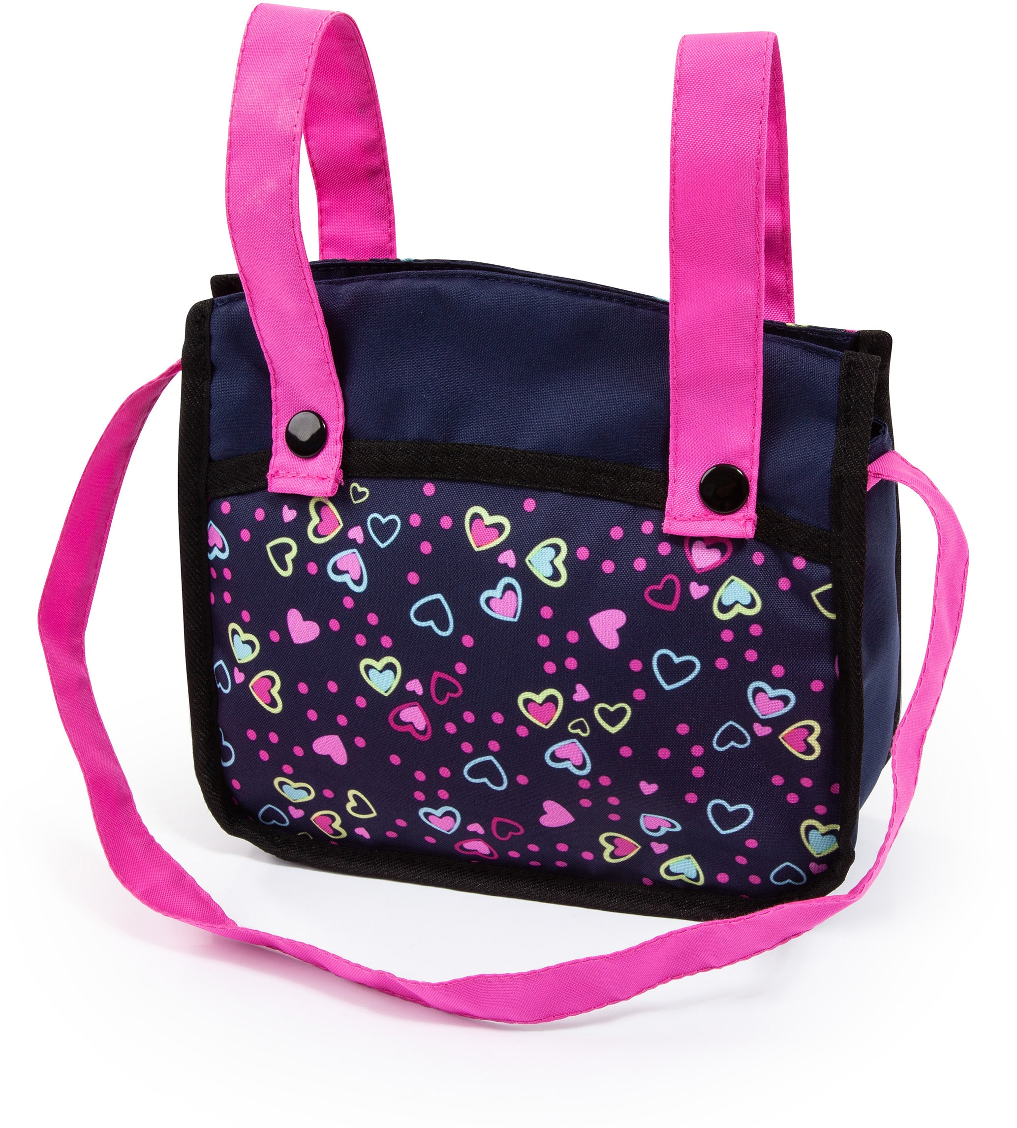Bayer Kombi-Puppenwagen »Vario, Blau/Pink/Herzchen« inkl. Wickeltasche
