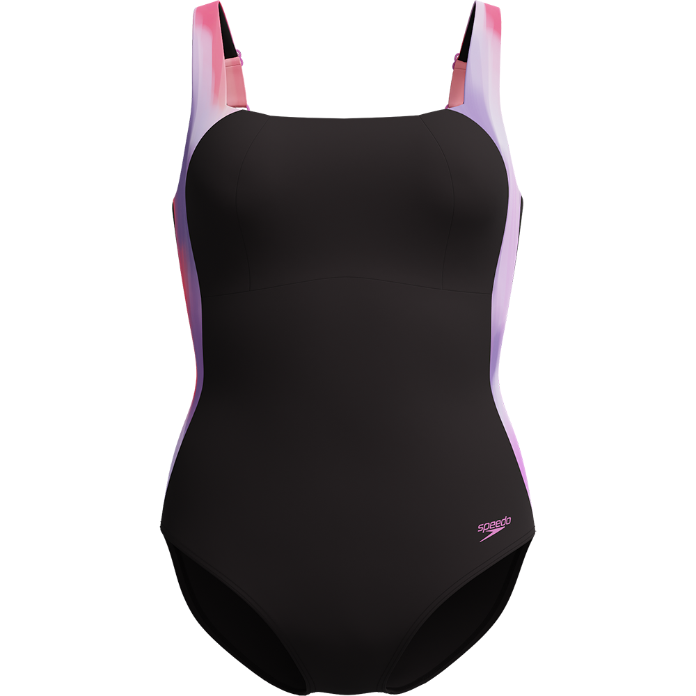 Speedo Shaping LunaLustre Printed Badeanzug Damen neon violet