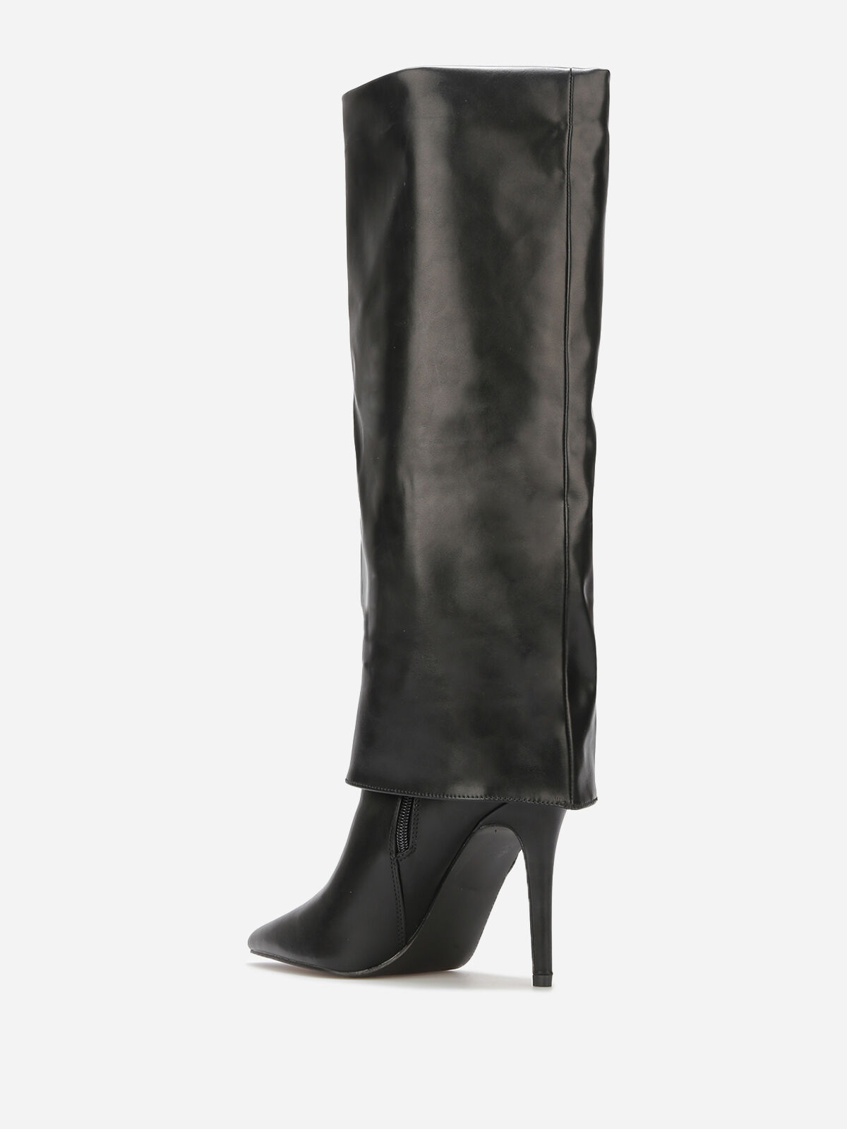 Bottes à rabats avec talon aiguille- Noir