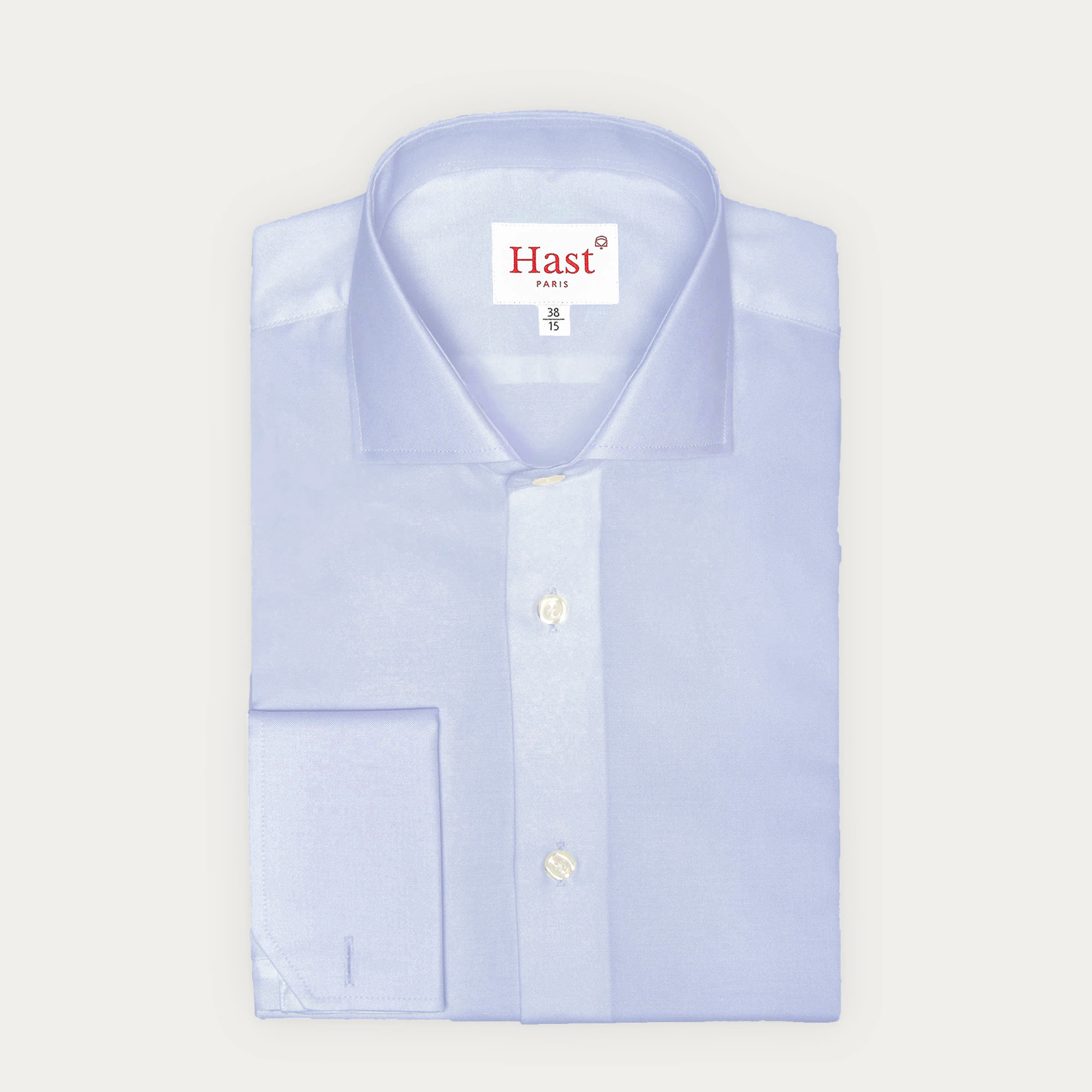 Blue double-twisted double-twisted Oxford shirt with French cuffs