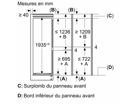 NEFF - Réfrigérateur congélateur encastrable KI7962FD0, N 50, 290 litres, Hauteur 193.5 cm