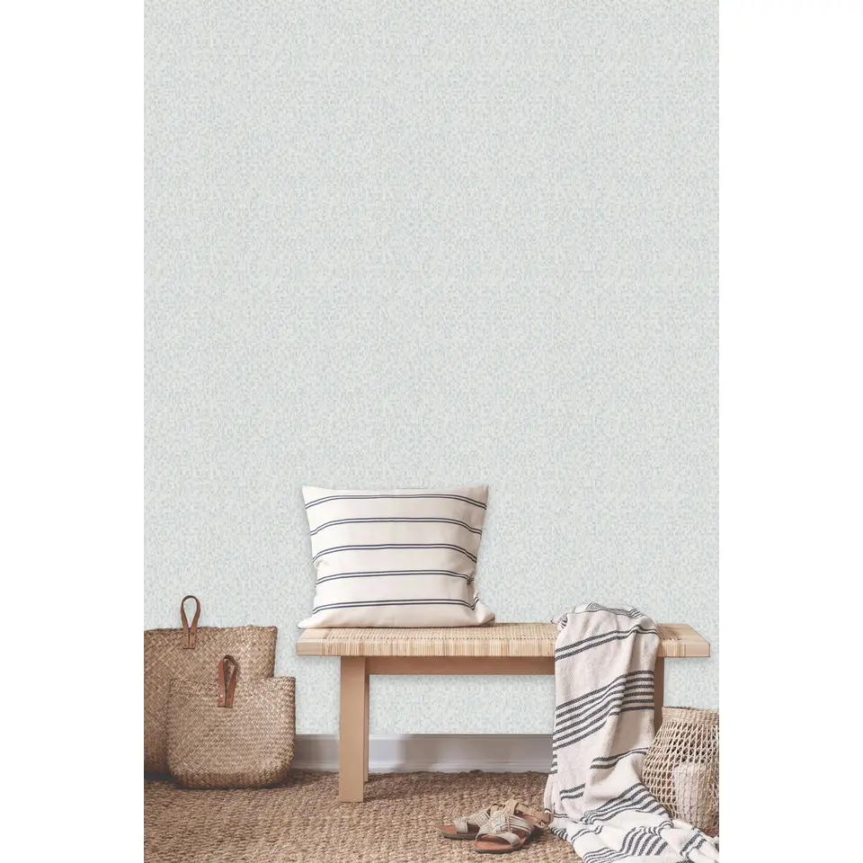 Dutch Wallcoverings - Loft uni/blokjes wit/grijs - 0,53x10,05m