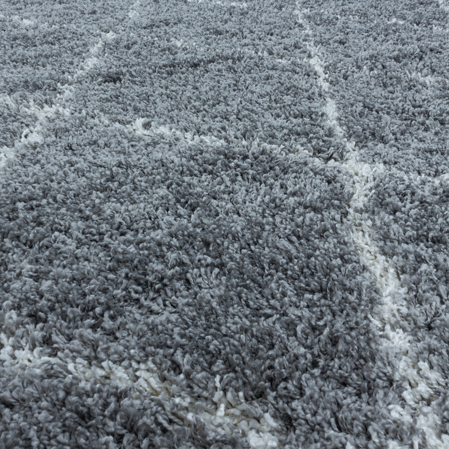 Moderner Runder Hochflor Teppich - Skandinavischer Stil mit Rautenmuster