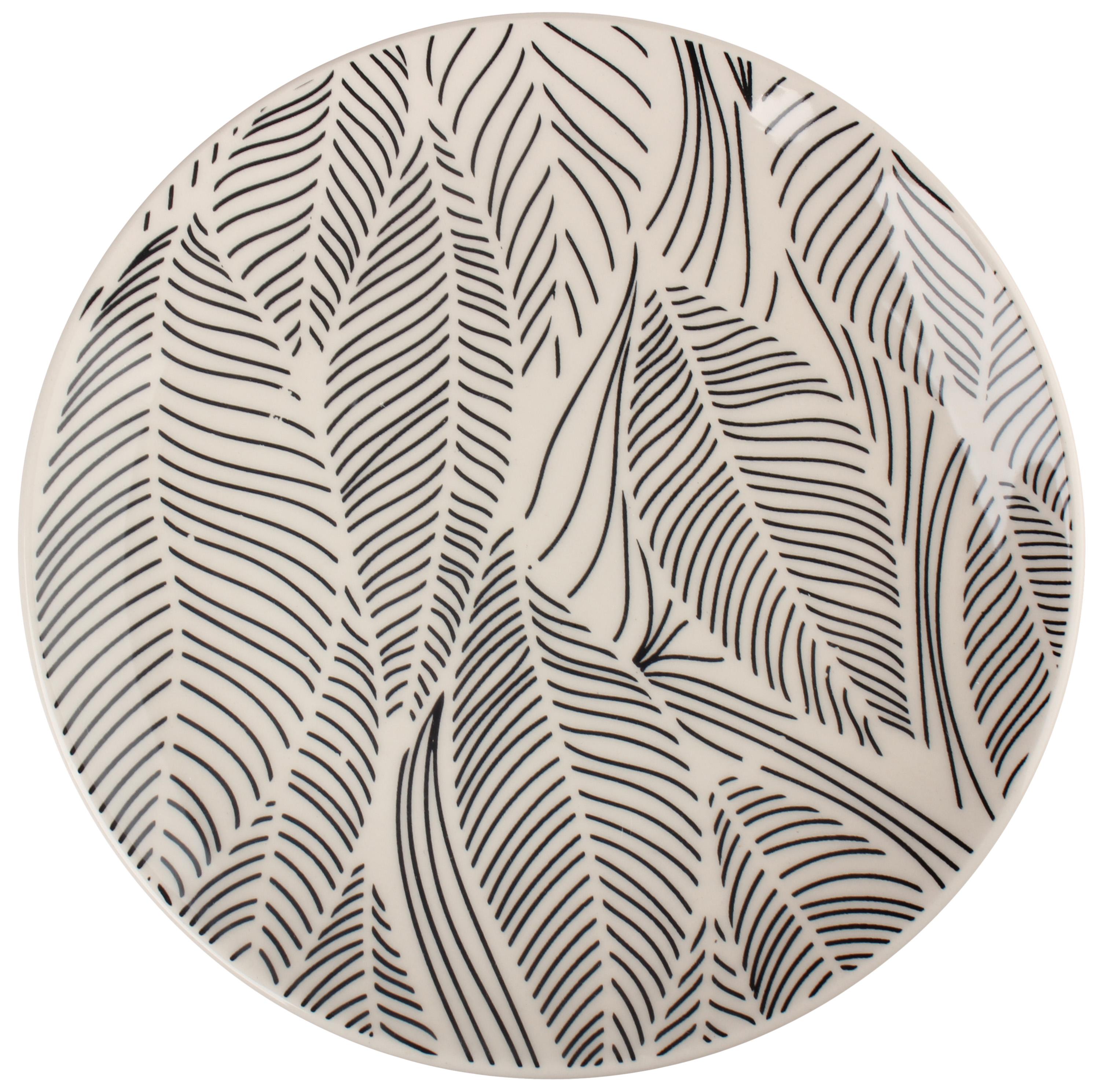 ASSIETTE A DESSERT FEUILLAGE GRES DECOREE FORME COUPE 19CM