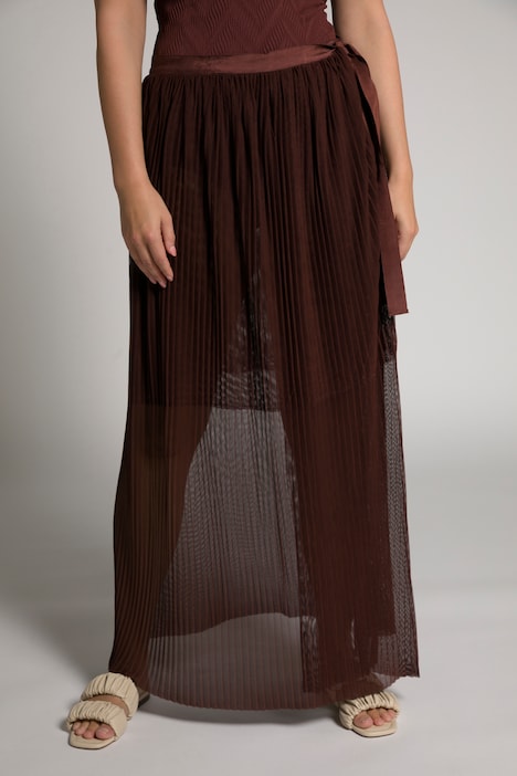 Wickelrock, Druckknöpfe, transparent, plissierter Mesh