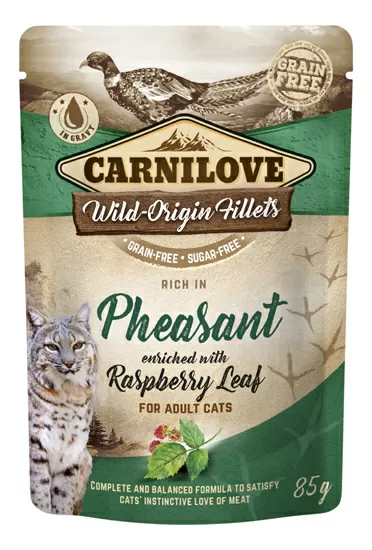 Carnilove Cat Pouch vådfoder, fasan m. hindbærblade - 85 g.