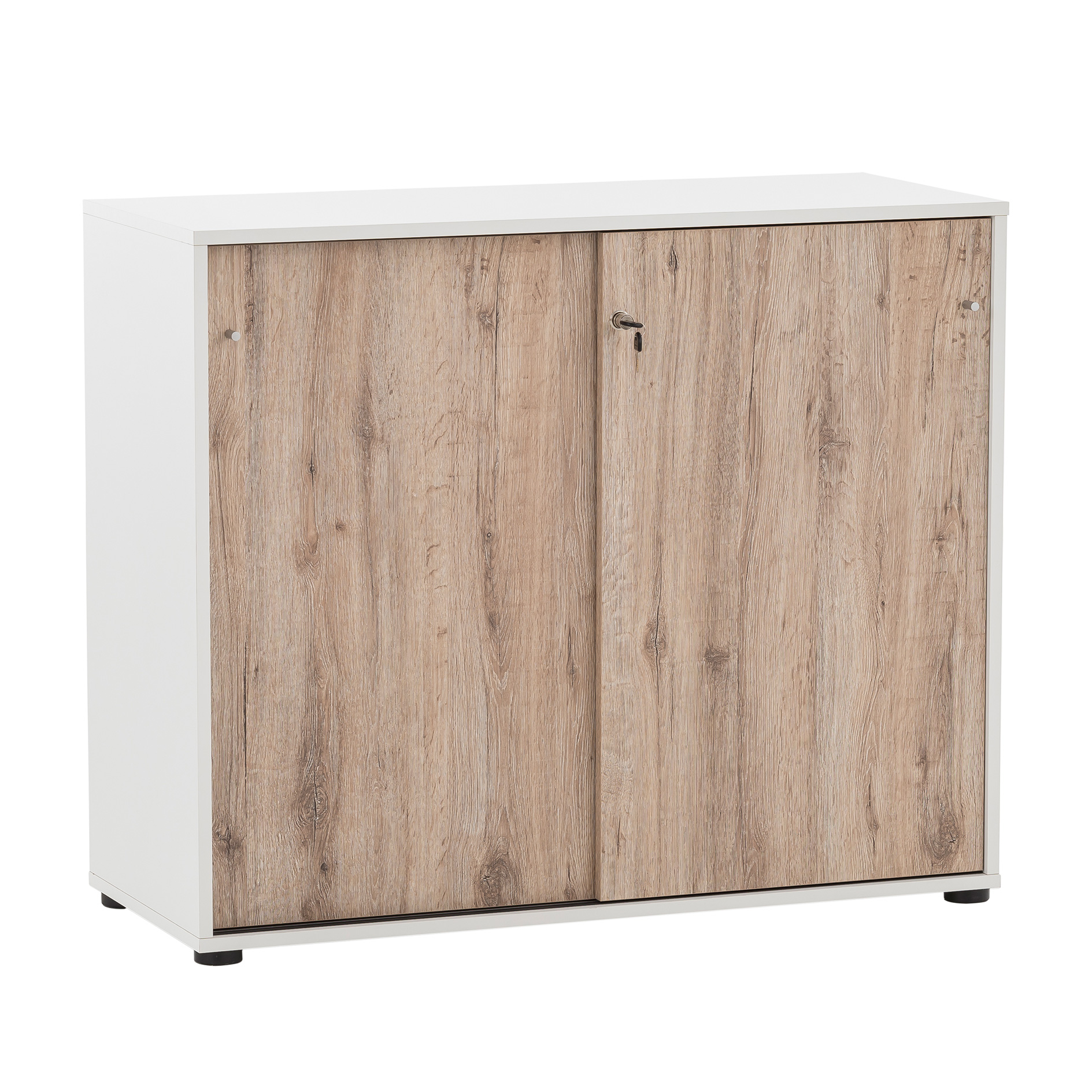 Aktenschrank - weiß-Wildeiche - abschließbar