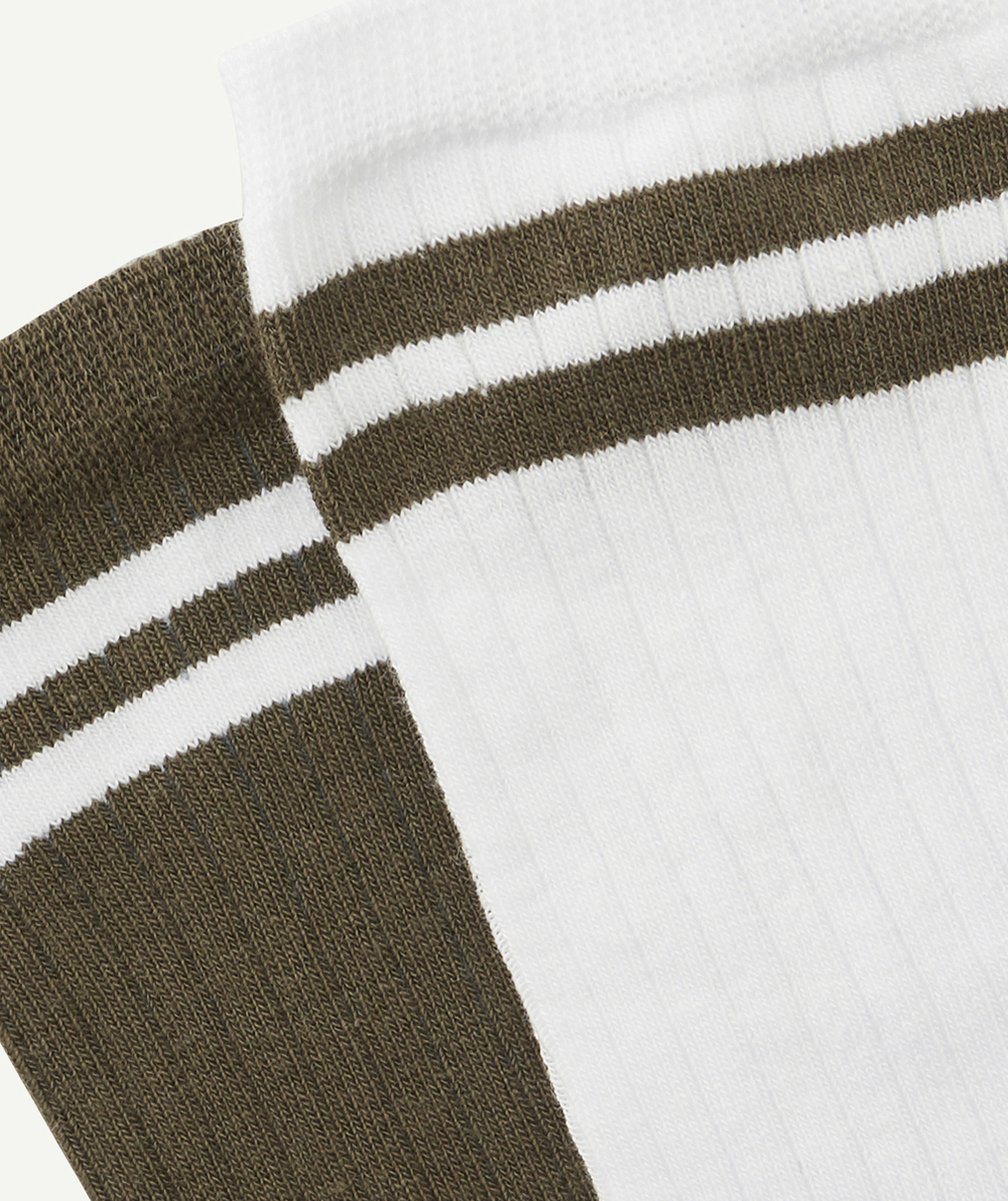 LE LOT DE 2 PAIRES DE CHAUSSETTES KAKI ET BLANCHES