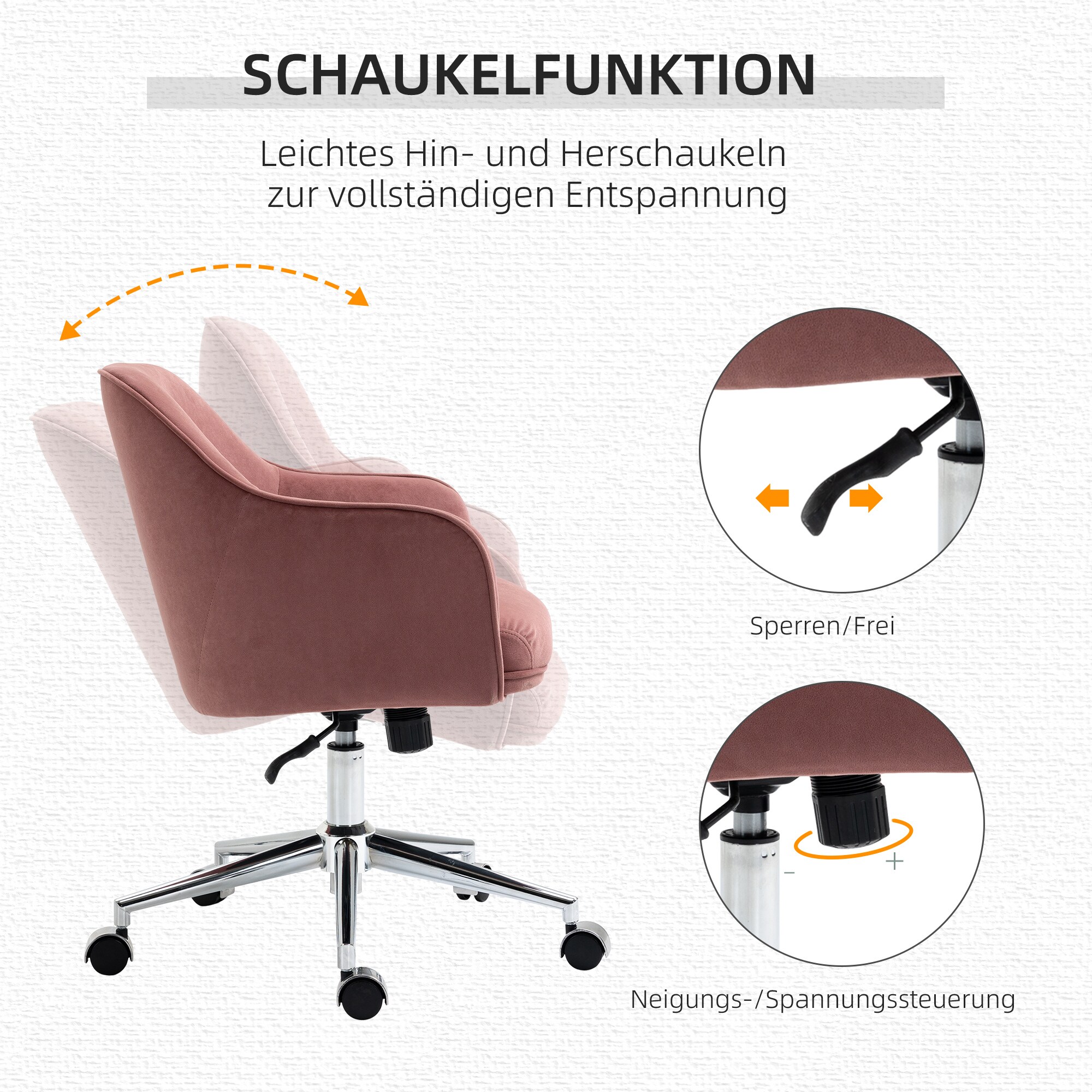 Vinsetto Bürostuhl ergonomisch geformt, high-end gaslift 61 x 59 x 80,5-90,5 cm (BxTxH)