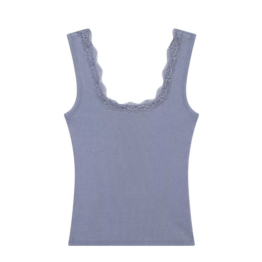 Avauntgardo - Tanktop met ronde hals, strikaccent en kantafwerking