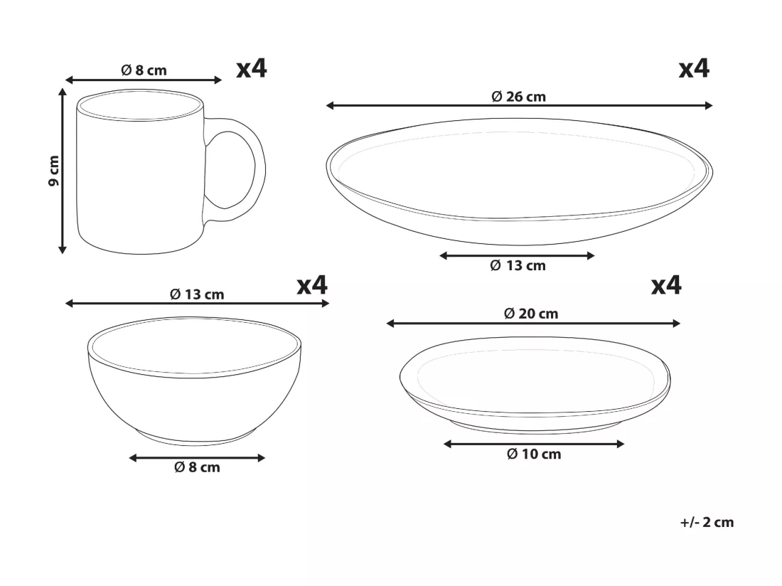 Set de 16 couverts de table TURMERIC Grès Marron doré