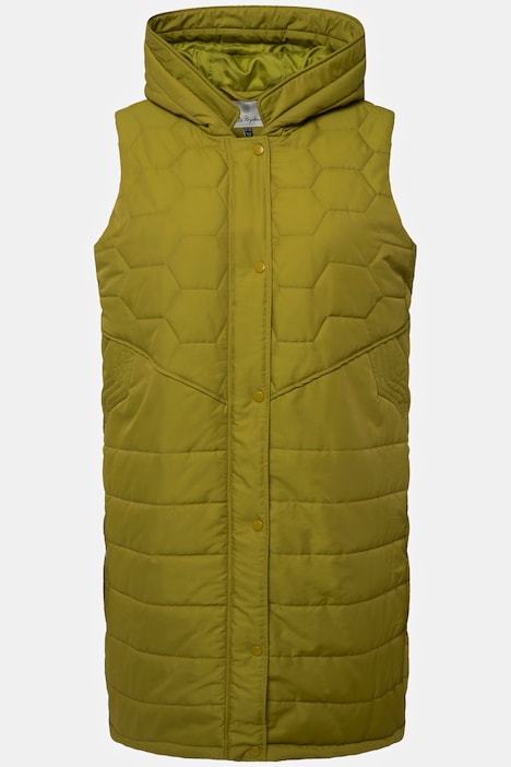 HYPRAR Long-Steppweste, Steppmix, 2-Wege-Zipper, Kapuze