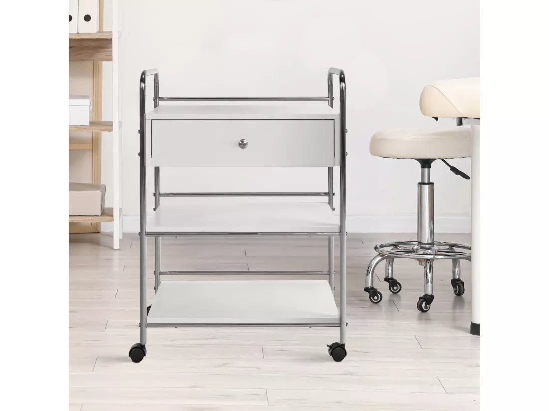 Chariot de service - Bois - Blanc - PL912