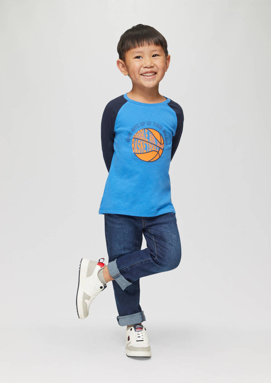 s.Oliver longsleeve met printopdruk blauw