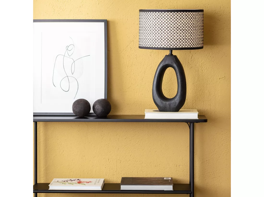 Lampe à Poser en bois Black Darshan ILUZZIA Naturel / Noir