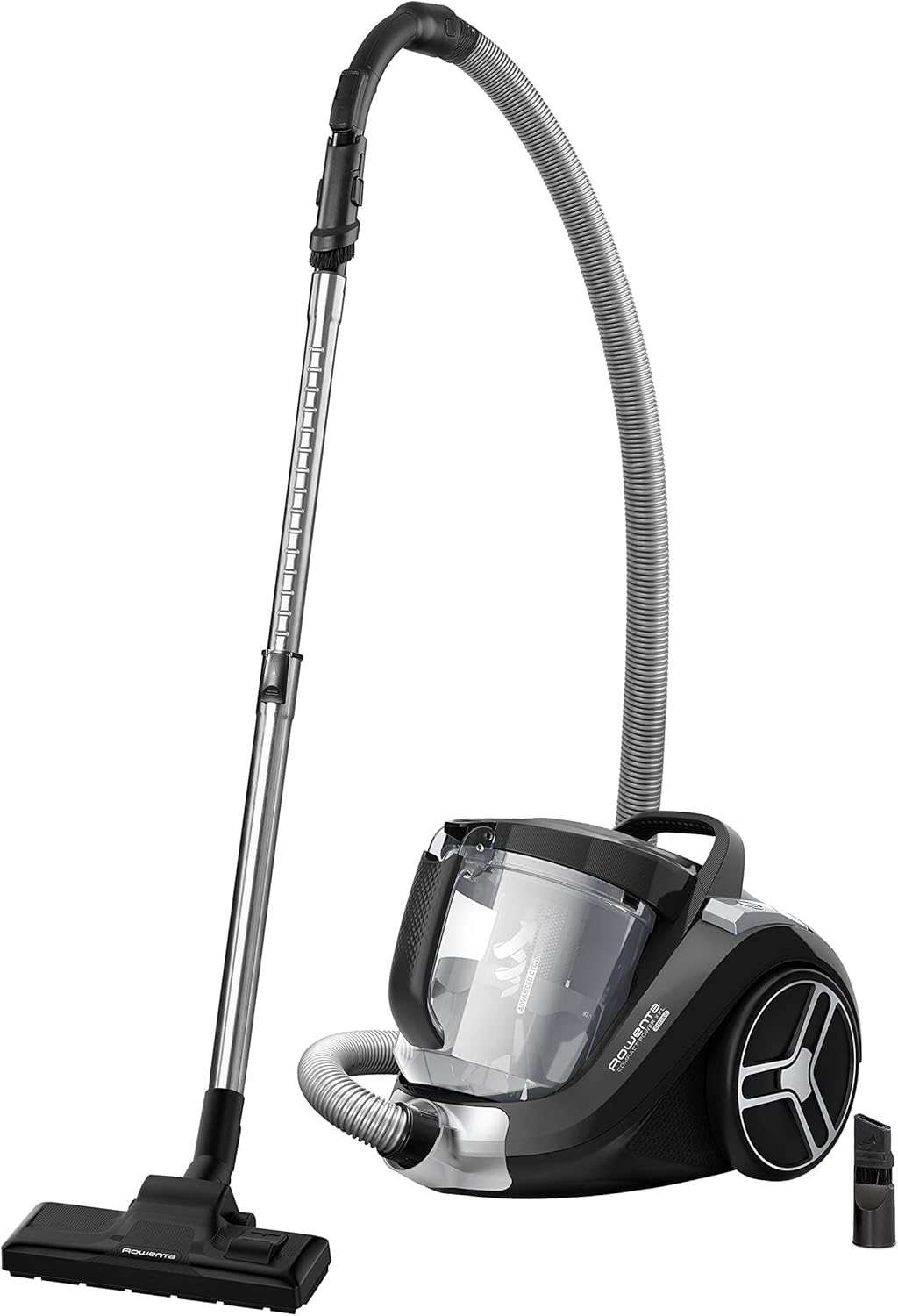 Rowenta beutelloser Bodenstaubsauger Compact Power XXL, 550 Watt, 2,5L Staubbehälter, Staubsauger leise und stark, extreme Saugleistung, hocheffizienter Saugkopf, Schwarz-Grau, RO4825