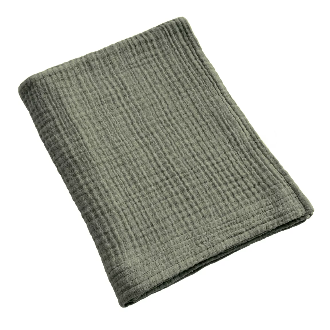 Serviette de bain gaze de coton (90 x 150 cm) Gaïa Vert romarin