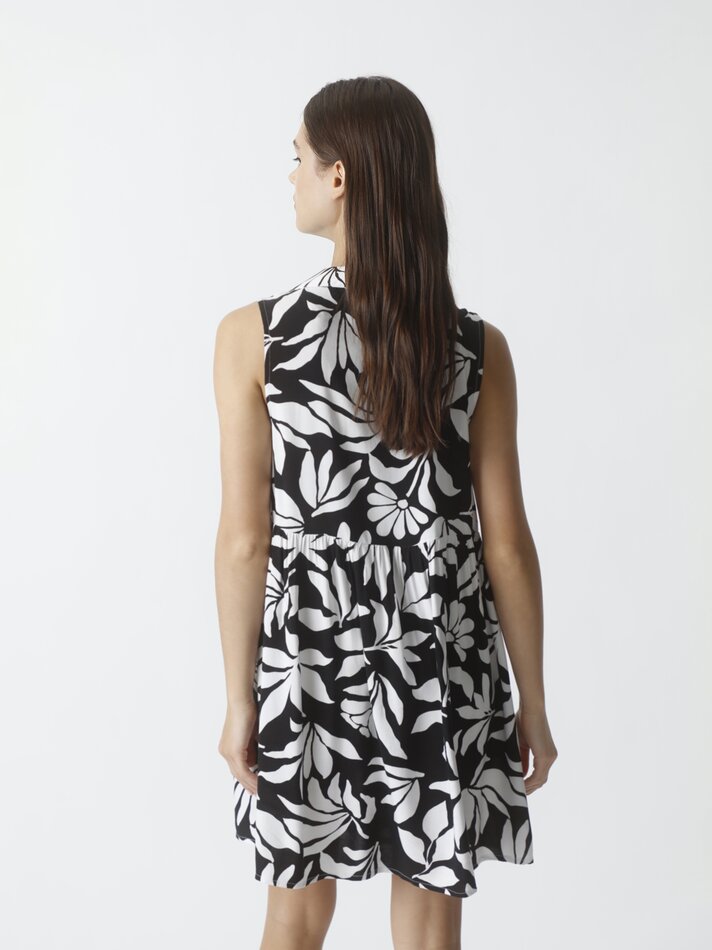 Vestido curto sem mangas - Branco/preto