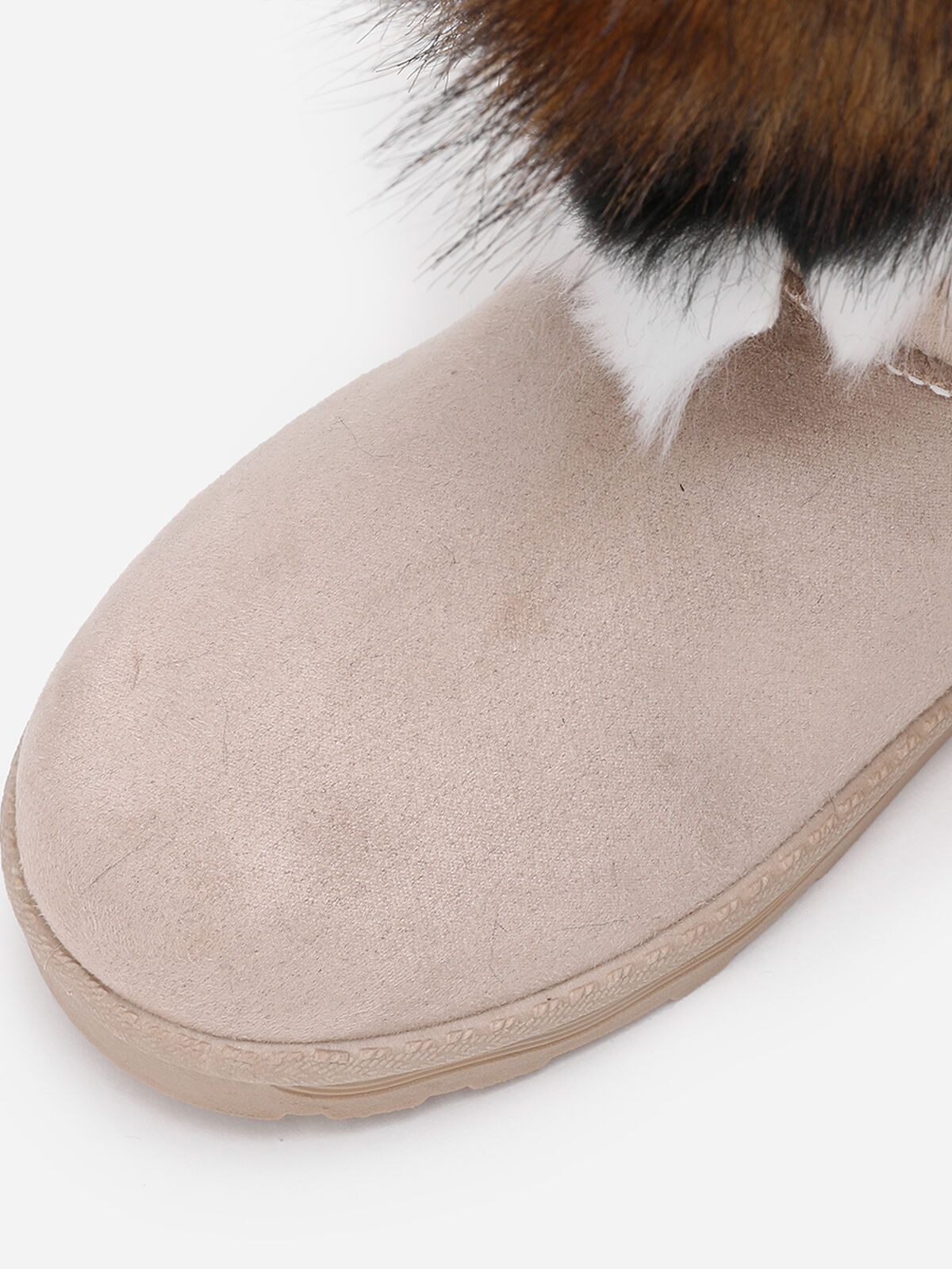 Bottines avec tige effet fourré- Beige