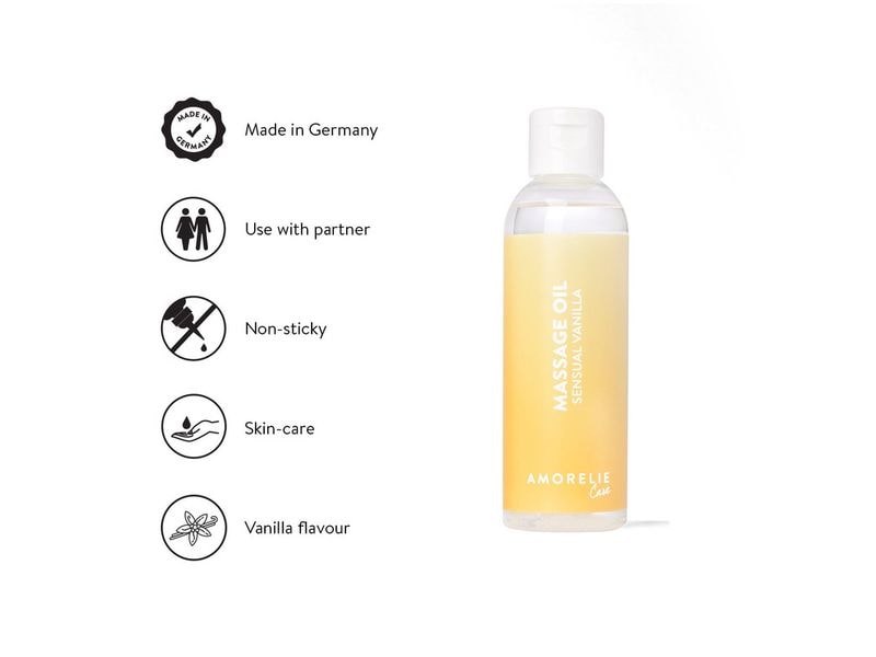 Amorelie Massageöl Care Sensual Vanilla 100 ml Sinnlich duftendes Körperöl mit Aloe vera und Vitamin E