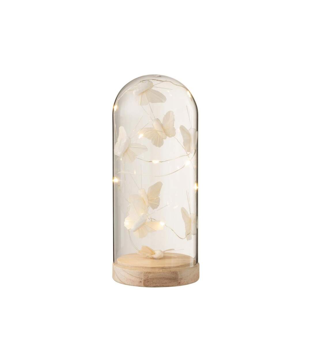 Paris Prix - Cloche Déco Led papillons 22cm Blanc & Naturel