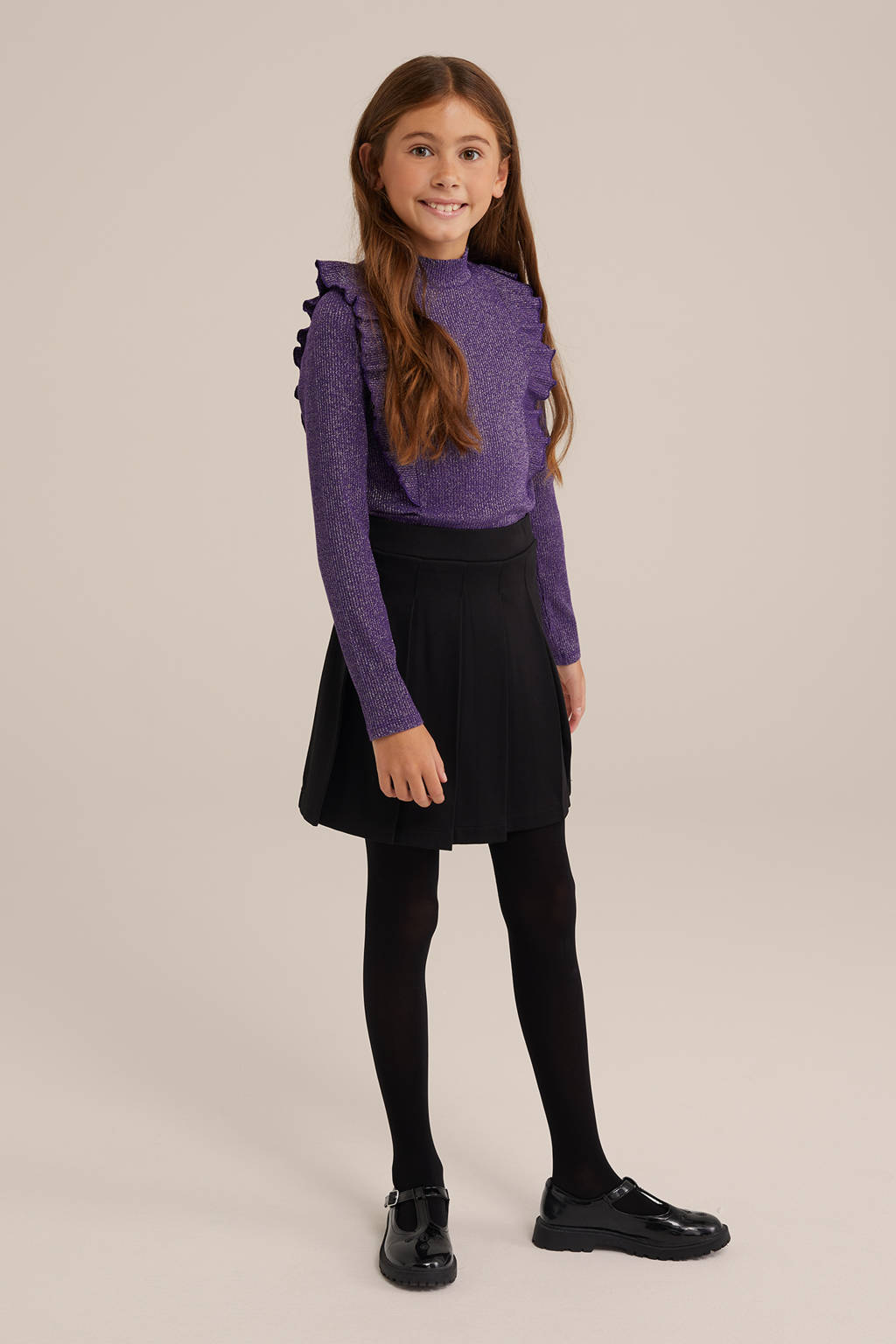 WE Fashion gebreide trui donkerpaars glitter