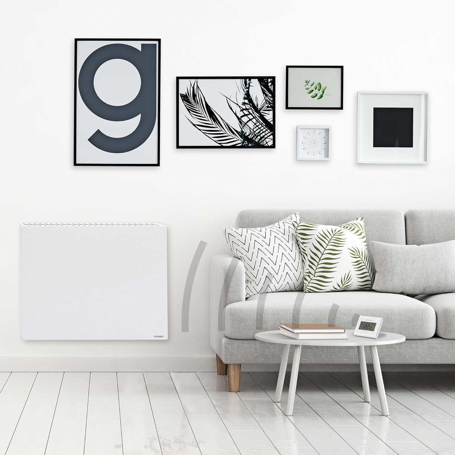 VASNER Konvi RX Funk Hybridheizung Elektroheizung weiß – Hybrid Infrarotheizung mit Funksystem, 600 – 1200 Watt, elektrische Heizung Infrarot + Konvektion, Funkheizung, 3 J. Garantie (900 Watt)