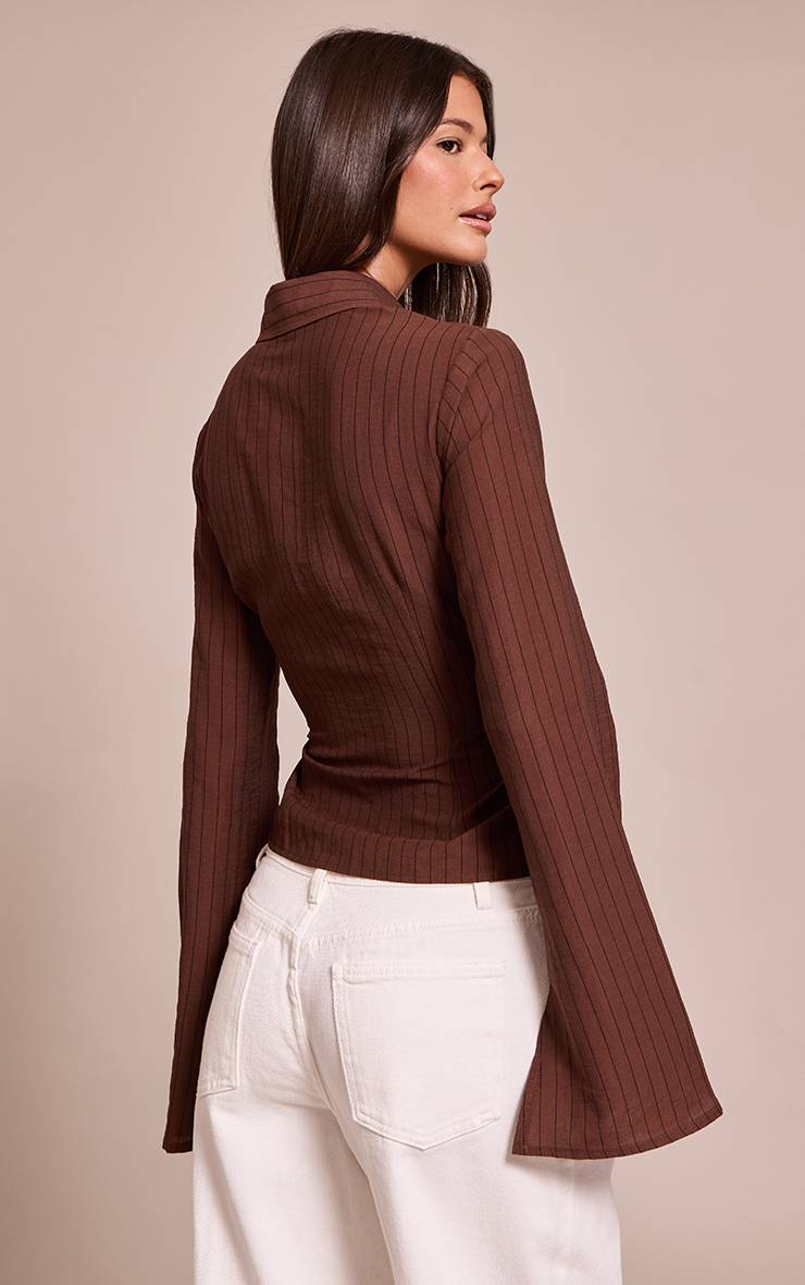 Chocolat Chemise Ajustée À Détails De Coutures