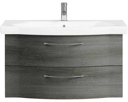 Badkamermeubelset serie 6005 Sprint BxD 97 x 48,1 cm, frontkleur grafiet, 2-delige set met keramische wastafel