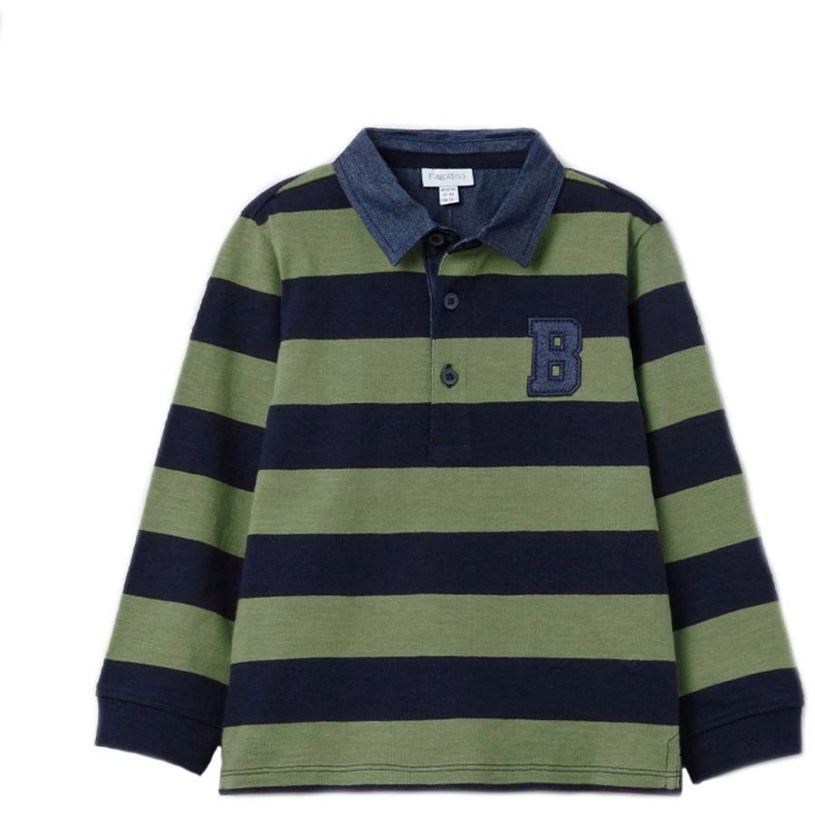 OVS Poloshirt Artichoke Green gestreift