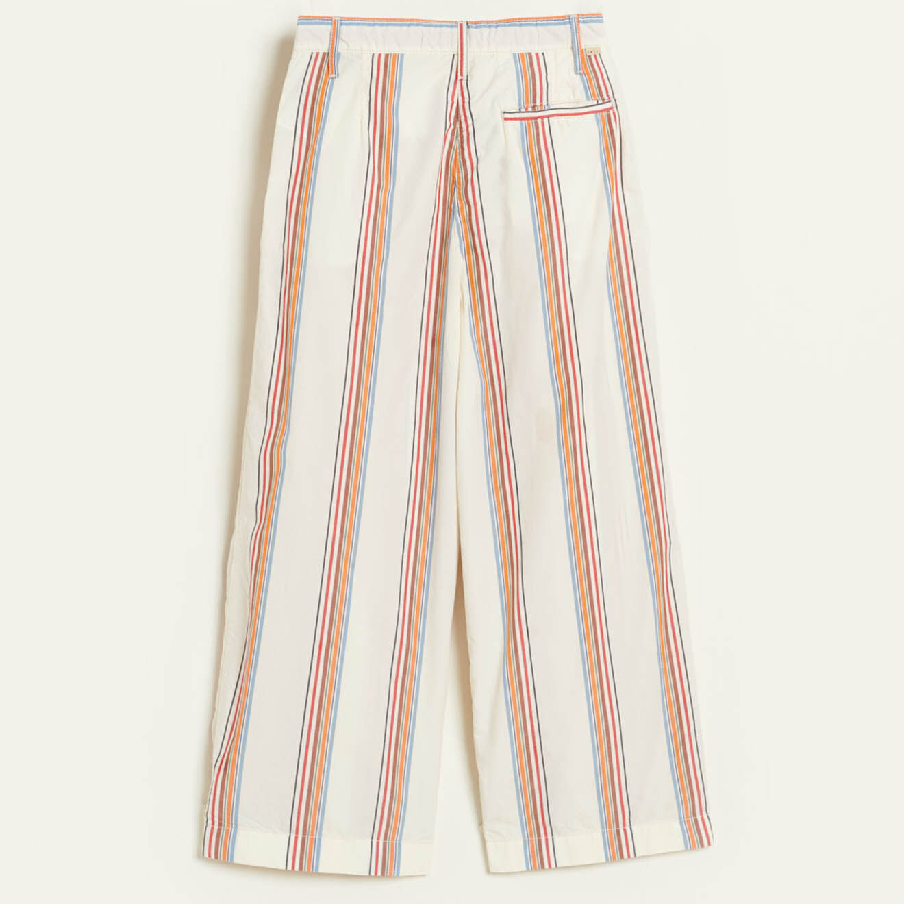 Bellerose Pantalon en Coton Papa oversize rayé blanc/multicolore