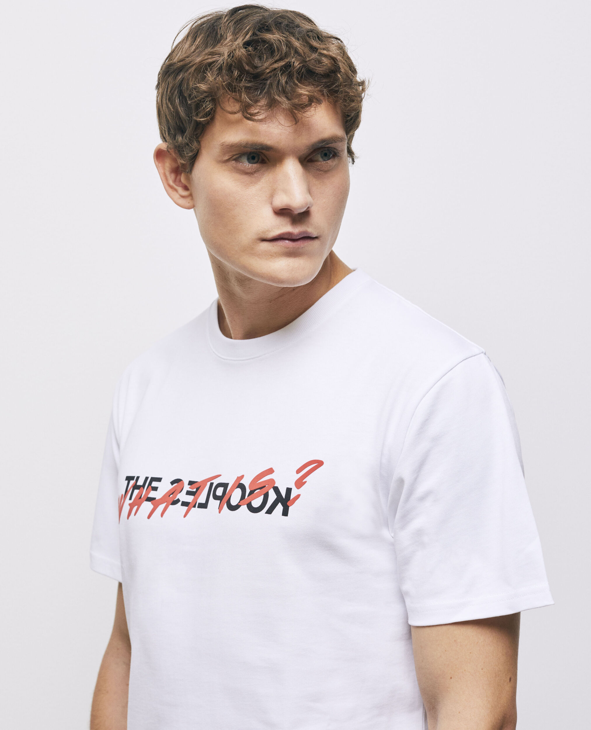 T-shirt blanc coton imprimé What is