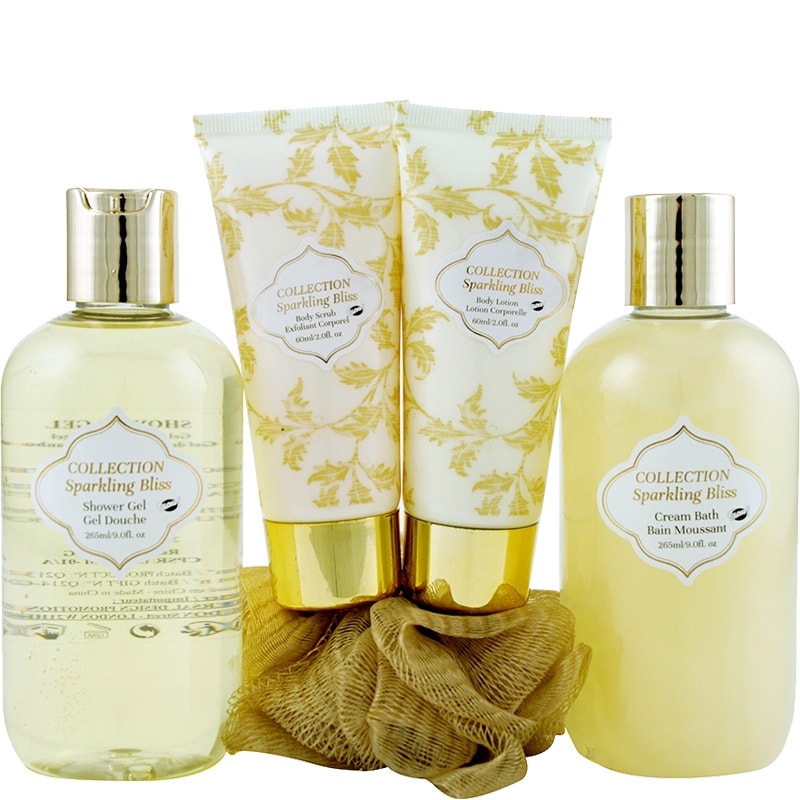 Coffret de bain prestige - Sparkling Bliss Gold - Musc & fleurs blanches - Corps - 6 produits