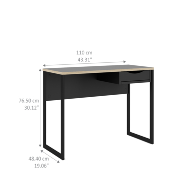 Bureau Loek zwart spaanplaat hout 110 x 48,4 cm