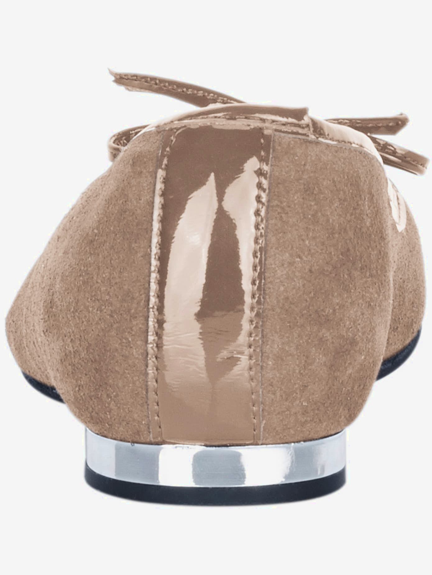 Ballerines cuir velours vachette et matière synthétique vernie