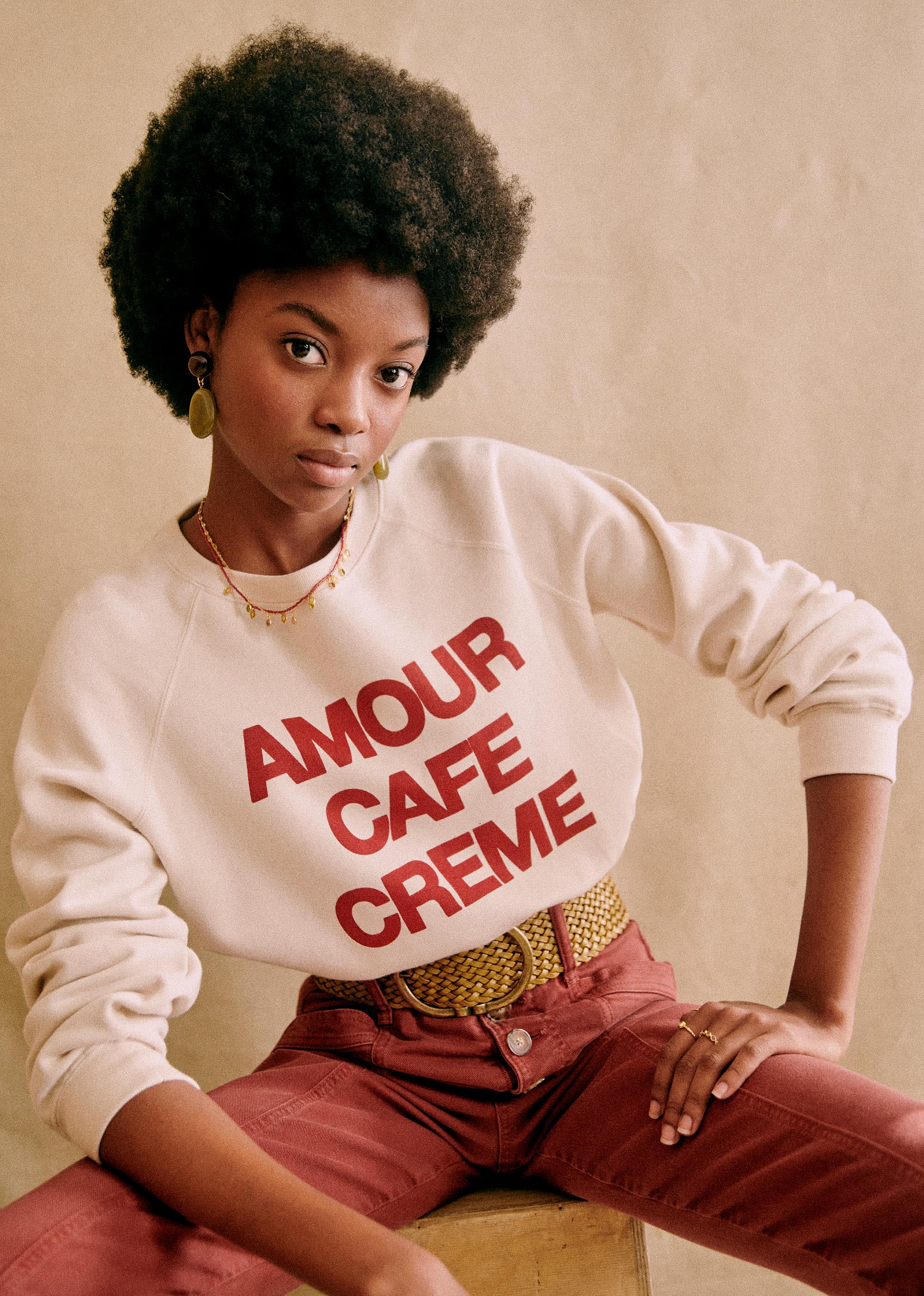 Sweat-Shirt Amour Café Crème - Ecru / Rouge - E-SHOP/SWEATS & MARINIÈRES Sweats 5905739