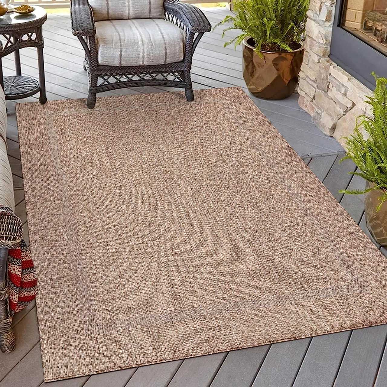 Waschbarer In & Outdoor Teppich Wetterfest Balkon Wasserfest Garten Terasse