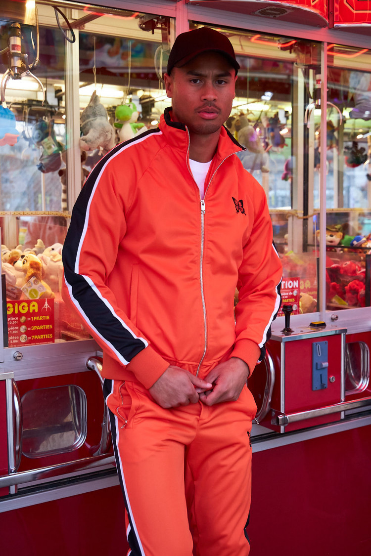Ensemble 2 pièces veste + jogging à bandes orange
