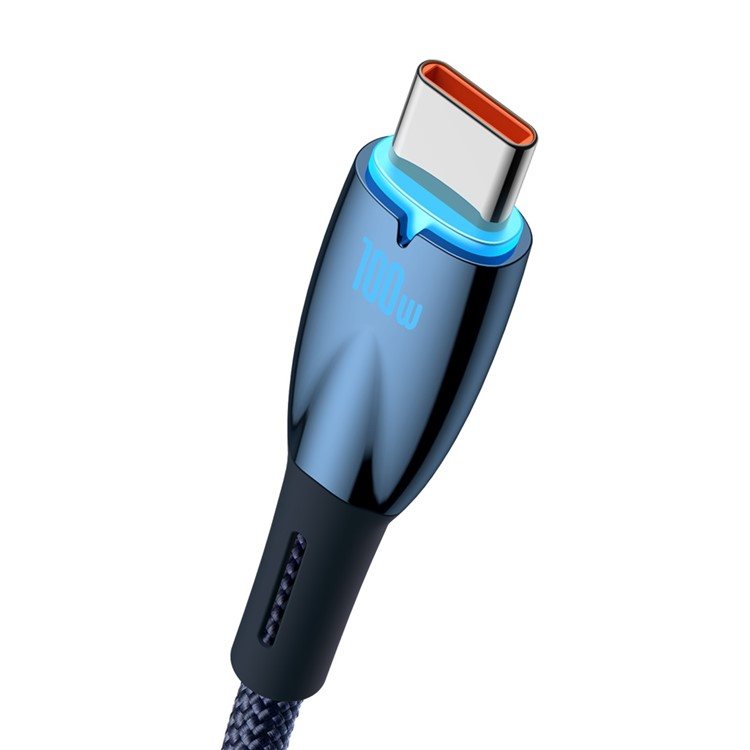 (1m) 100W USB A auf USB C Ladekabel Nylon Datenkabel - Blau