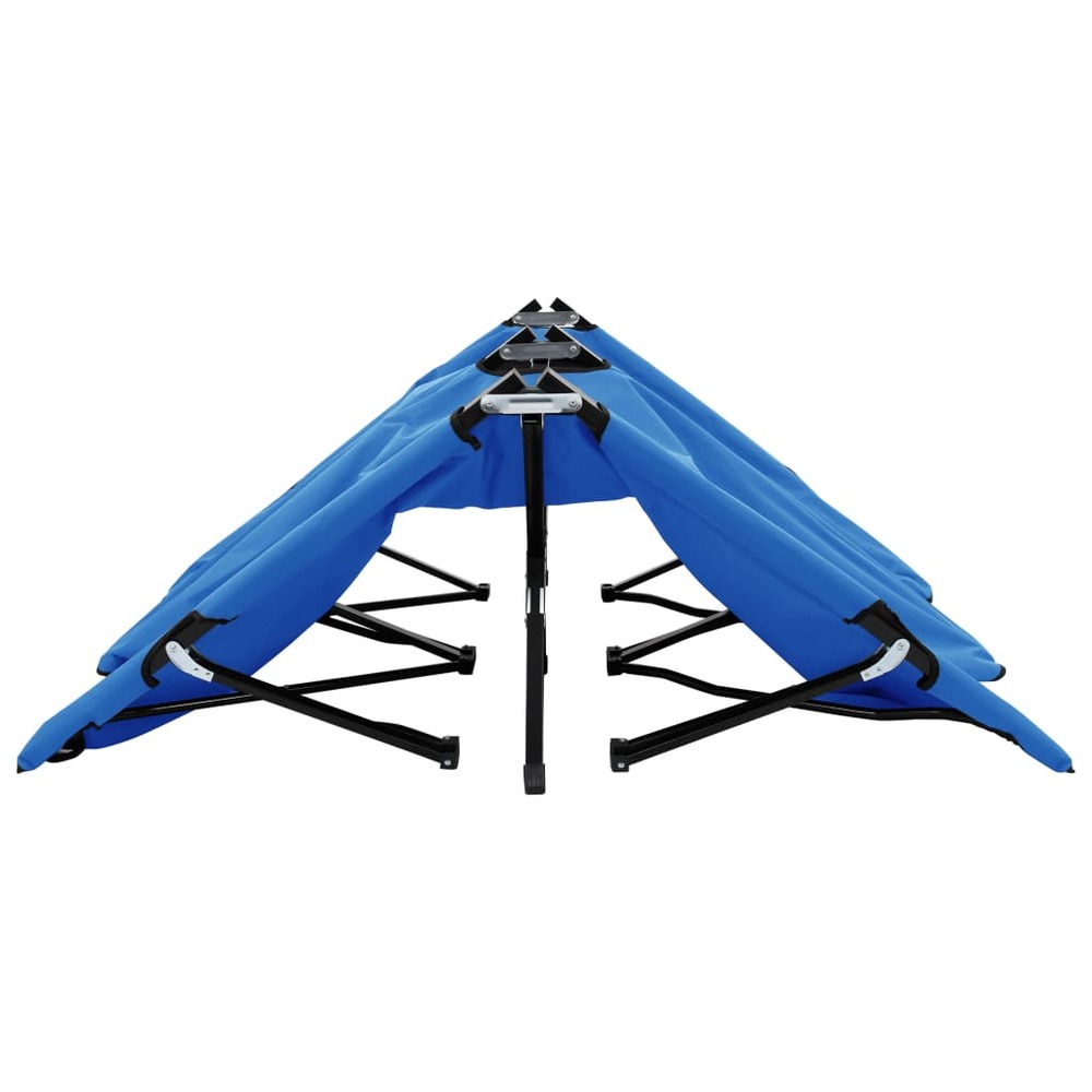 Transat chaise longue bain de soleil lit de jardin terrasse meuble d'extérieur pliable 2 places bleu acier